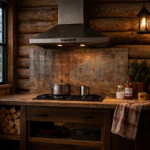 Rust Kitchen Splashback Rust Industrial Kitchen Backsplash, Tempered Glass Stove Backsplash ...