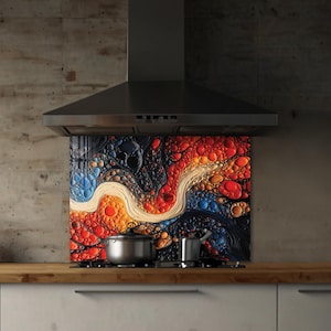 Dosseret en verre trempé, Couvercle d'évier de cuisine, Crédence en carreau, Protection de dosseret, Couvercle arrière de cuisinière, Décoration de cuisine, Planche à découper en verre