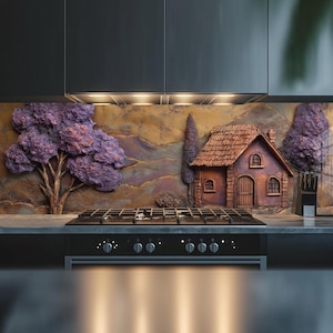 Dosseret en verre trempé, Couvercle d'évier de cuisine, Crédence en carreau, Protection de dosseret, Couvercle arrière de cuisinière, Décoration de cuisine, Planche à découper en verre