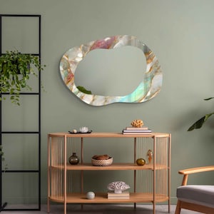 Asymmetrischer Spiegel, unregelmäßiger Spiegel, Spiegel-Wanddekor auf gehärtetem Glas, Eingangsbereich-Flur-Spiegel, Spiegel für Badezimmer, luxuriöses Wohndekor
