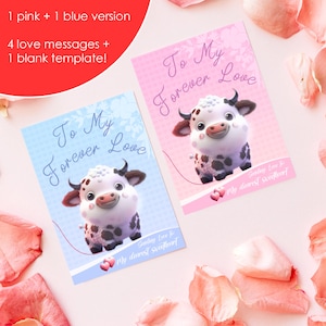 Niedliche Karte zum Valentinstag für Sie / Ihn / Freundin / Freund / Paar / Kuh Design