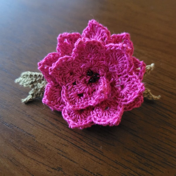 Flower and Leaves Crochet Barrettes