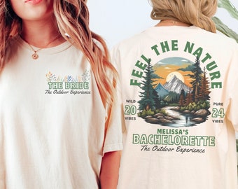 Feel The Nature Bachelorette Shirt, Vintage Camp Bachelorette Shirt, Custom Camping Bachelorette Shirts, Retro Lake Themed Bridal Party