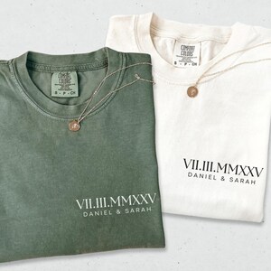 Comfort Colors® Custom Anniversary Date Shirt, Personalized Roman Numeral Tshirt, Custom Couples Name Shirt, Honeymoon Shirt, Wedding Gift