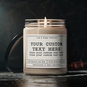Candela personalizzata, Crea la tua etichetta di candela, Regali di testo personalizzati, Candela personalizzata, Candela divertente, Regalo migliore amico, Candela di Natale