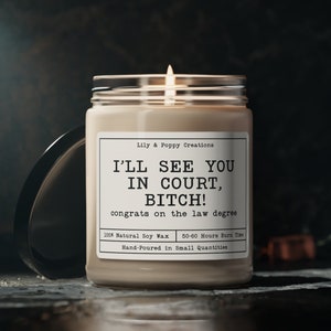 Law School Candle Gift, Future Lawyer candle, Attorney Gift, Bar Exam gift, Law student gift, Law Degree Gift, Lawyer to be Gift, Gag Candle