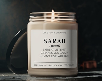 Personalised Name Definition Candle, Personalized Friend Gift, Custom Candle, Friend Birthday Gifts, Custom bridesmaid gift, Gift for Mom