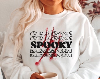 Felpa stagione spettrale, camicia di Halloween retrò, felpa autunnale, t-shirt Halloween fantasma vintage, camicia autunnale carina, top autunnale retrò