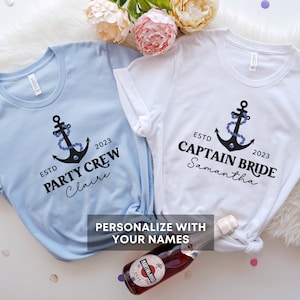 Captain Bride Bachelorette Party Shirts, Personalized Bachelorette Shirts, Nautical Bachelorette Shirts, Beach Bachelorette, Nauti Bride