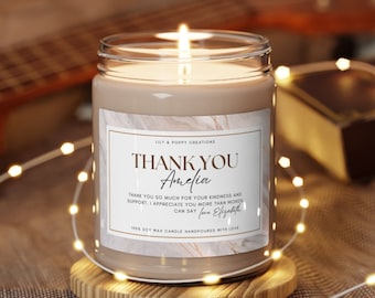 Custom Thank You Candle, Personalized Message Candle For Sister, Wedding Thank you, Nurse Gift, Gift for Coworker, Funny Thank You Candle