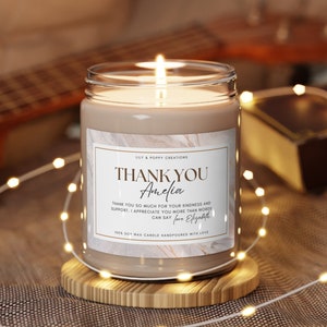 Custom Thank You Candle, Personalized Message Candle For Sister, Wedding Thank you, Nurse Gift, Gift for Coworker, Funny Thank You Candle