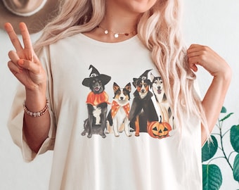 Söt hund Halloween-tröja, Halloween-t-shirt, Glad Halloween, Retro läskig säsong, Spöktröja, Halloween-hundtröja, Spökhundskjorta