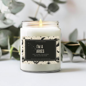 I&#39;m A Aries Candle, Aries Birthday Gift, Funny Zodiac Birthday Gift, Funny Candle, Aries Bitch