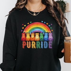 Purride Sweater,  Rainbow Flag Shirt, Gay Pride Shirt, LGBTQ+ Shirt, Rainbow Pride Shirt, Cat Lover Gift, Rainbow Cat Shirt, Lesbian Gift