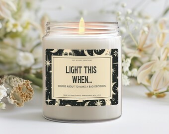 Bougie mauvaise décision, cadeau mari drôle petit ami, bougie sale Saint-Valentin, bougie humour adulte, cadeau meilleur ami, bougie humour noir
