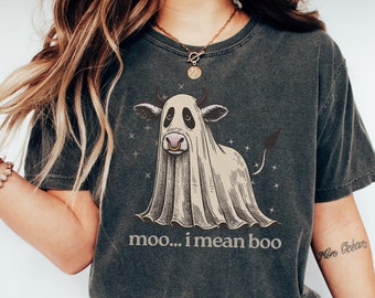 Moo I Mean Boo Shirt, Cow Halloween Shirt, Funny Ghost Halloween Shirt, Spooky Cow Halloween Gift, Halloween Ghost Cow Shirt, Cow Lover Gift