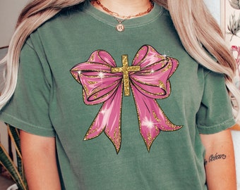 Pink Christian Coquette Tshirt, Coquette Pink Shirt, Coquette Cross Shirt, Coquette Valentine, Coquette Bow valentine Shirt, Faith Coquette