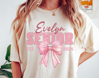 Coquette Senior Graduation Shirt, Coquette Pink Bow Graduation TShirt, Senior 2025 Shirt, Class of 2025 T-shirt, High School Senior Gift