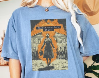Camiseta vintage de bruja quemada, camiseta de Salem, camiseta de bruja de Halloween, camiseta de bruja de Halloween, camiseta retro de bruja de Halloween, camiseta de bruja de otoño