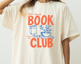 Bokklubbs-tröja, bibliotekariepresent, bok-t-shirt, bibliotekarie-tröja, bokälskare-tröja, lärar-tröja, läs-tröja, bok-tröja, antisocial t-shirt