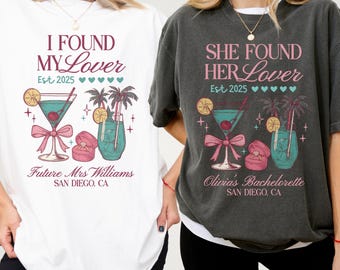 Lover Bachelorette Party Shirts, She Found Her Lover Bachelorette Shirts, Hen Party Shirt, Custom Last Name, Cocktail Club Bachelorette