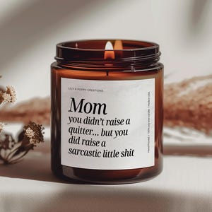 Mom You DIdn&#39;t Raise Quitter Candle, Funny Candle Gift, Mothers Day Gift, Mom Gift from Daughter, Birthday Gift For Mom, Mom Christmas Gift