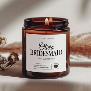 Custom Bridesmaid Candle, Personalised Candle, Bridesmaid Proposal Candle, Bridesmaid Gifts, Wedding Gifts, Bulk Bridesmaid Proposal Gift