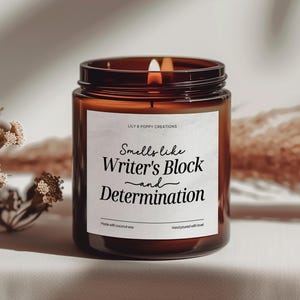 Smells Writers Block Candle, Writing A Bestseller Candle, Determination Candle, Gift for Author, Care Package Candle, Writer&#39;s Block Candle