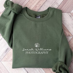 Custom Photographer Sweatshirt, Camera T-Shirt, Photography Lover Tee, Personalised Name Photography Sweatshirt, Gift For Photographer