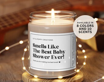 Huele como la mejor vela de baby shower, regalo de baby shower, regalo de mamá embarazada, regalo de anfitriona de despedida de soltera, regalo de agradecimiento, regalo de nueva mamá