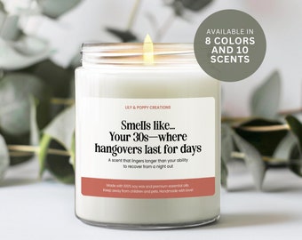 Funny 30th Birthday Candle, Smells Like Your 30's Candle, Milestone Birthday, Birthday Gift for Her, Birthday Candle, Dirty 30 birthday gift
