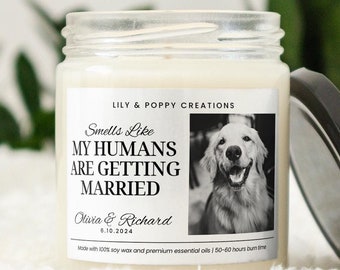 Personalized Dog Parents Getting Married Candle, Pet Photo Engagement Gift, Dog Mom And Dad Bridal Gift, Custom Wedding Gift, Wedding Candle