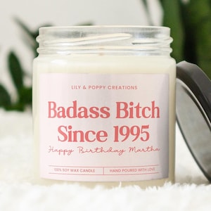Badass Bitch Since 1995 Candle, 30th Birthday Candle, Custom 30th Birthday Candle, Funny Thirtieth Gift, Personalized Gift for Best Friend