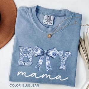 Comfort Colors® Boy Mama Shirt, Mothers Day Gift, Blue Coquette Shirt, Cute Mom Shirt, New Mom Gift, Chinoiserie Shirt, Toile De Jouy Shirt