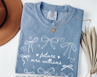 Comfort Colors® Custom Future Mrs Shirt, Coquette Bride TShirt, Personalized Engagement Shirt, Bridal Shower Gift, Bride To Be Shirt