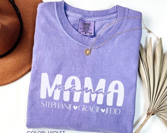Personalized Mom Comfort Colors® Shirt, Custom Mom Shirt, New Mom Shirt, Mother's Day Gift, Best Mom Shirt, Gift from Daughter, Mom Birthday