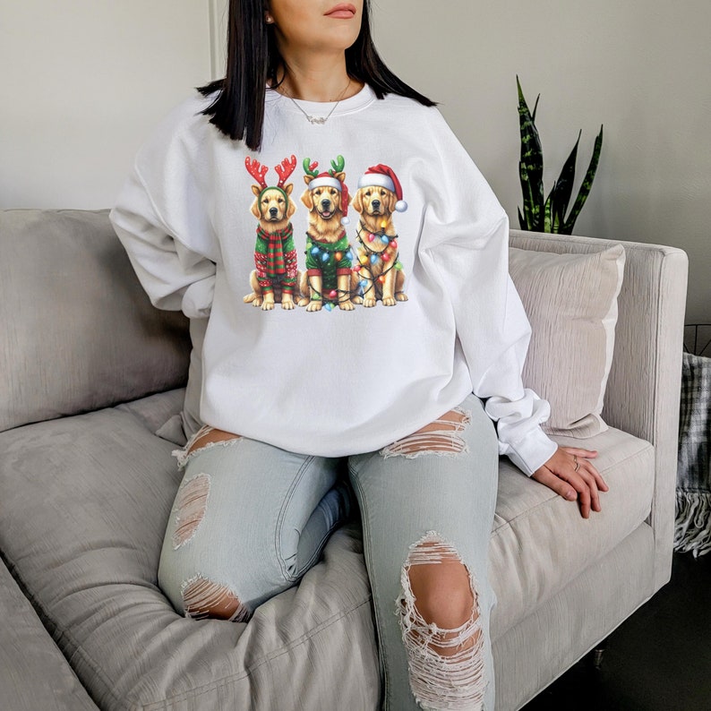 Christmas Golden Retriever Sweatshirt, Christmas Lights Tee, Dog Lover