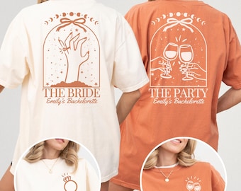 Aangepaste bruid vrijgezellenfeest shirt, Halloween vrijgezellenfeest shirt, Witchy bruid shirt, Celestial Bach, heks vrijgezellenfeest shirts