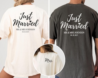 Just Married Couples Shirts, Custom Mr and Mrs Shirts, Custom Honeymoon Vibes Tee, Hubby & Wifey Shirt, His and Hers Shirts, Newlywed Shirt