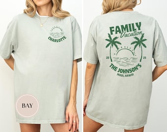 Komfortfarbe Familienurlaubs-Shirts, Benutzerdefinierte Familienausflugs-Shirt, personalisierte Strandausflugs-Shirt, passendes Gruppenurlaubs-Shirt, Tropischer Urlaub