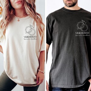Personalized Roman Numeral Tshirt, Comfort Colors® Custom Anniversary Date Shirt, Couples Matching Shirts, Engagement Shirt, Wedding Gift