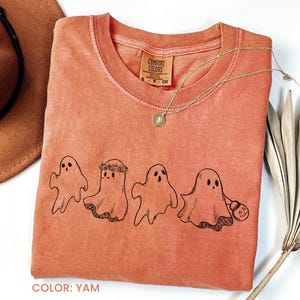 Comfortkleuren Halloween-spookshirt, eenvoudig Halloween-shirt, shirt spookachtig seizoen, heksent-shirt, cadeau voor Halloween, leuk spookshirt
