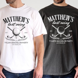Custom Golf Bachelor Party Shirts, Funny Bachelor Shirts, Groom Party Shirts, Last Swing Before The Ring, Groomsman Gifts, Mens Trip Shirts