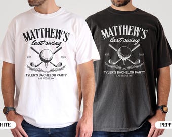 Camisetas personalizadas para despedida de soltero de golf, camisetas divertidas para soltero, camisetas para despedida de novio, último golpe antes del ring, regalos para padrinos de boda, camisetas de viaje para hombre