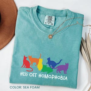 Hiss Off Homophobia Shirt, Pride Cat Shirt, Retro Rainbow Cat Shirt, Cat Pride Shirt, Funny Pride Shirt, LGBTQ Shirt, Love Is Love T-Shirt