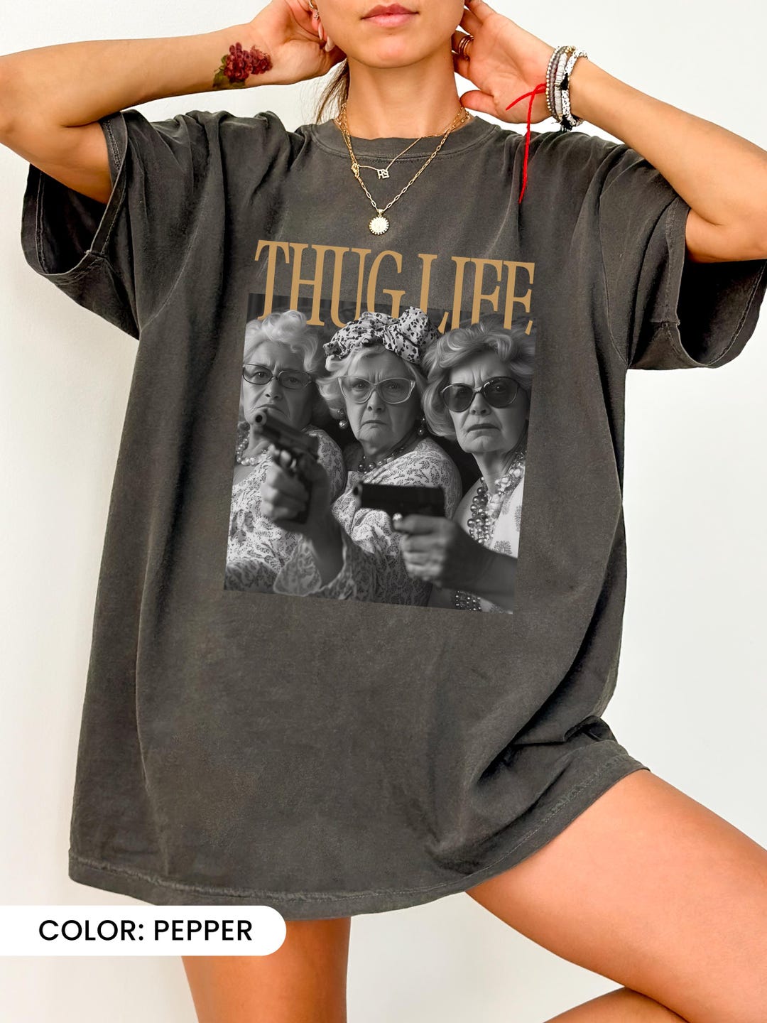 Thug Life Shirt, Thug Life Retro Graphic Tee, Oversized T-shirt