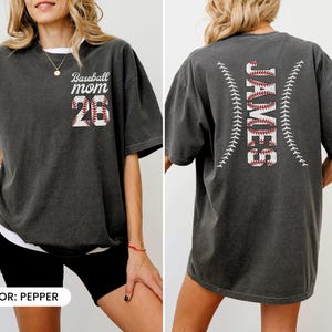 Custom Baseball Number Shirt, Comfort Colors Baseball Tee, Personalized Baseball Player Shirt, Baseball Mom Gift, Sports Mom tee, Game Day