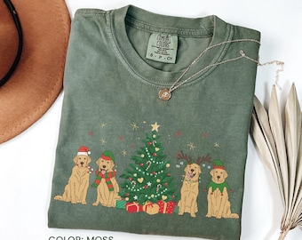 Golden Retriever Christmas Shirt, Dog Owner Christmas Gift, Golden Retriever Mom Gift, Gift for Dog Lover, Xmas Tee, Christmas Tree Shirt