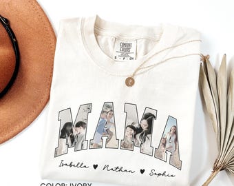 Custom Photo Mama Shirt, Personalized Comfort Colors Shirt for Mom, Mothers Day Gift, New Mom Shirt, Grandma Gift, Custom Mama Sweatshirt