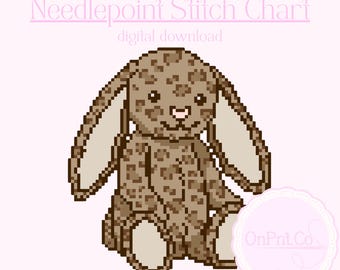 Schema per punto croce con coniglietto e gelatina con stampa leopardata (download digitale)